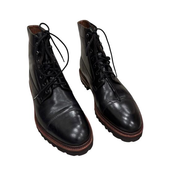 Johnston & Murphy Men's Dudley Lug Cap Toe Boots Lace Up Black Size 9M NWOB - Picture 5 of 12